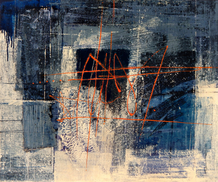 Картина под названием "Midnight Blue" - Olga Shagina, Подлинное произведение искусства, Масло