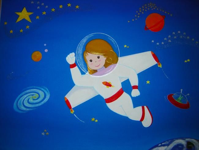 Peinture intitulée "Astronaut in Space" par Olga Santos, Œuvre d'art originale