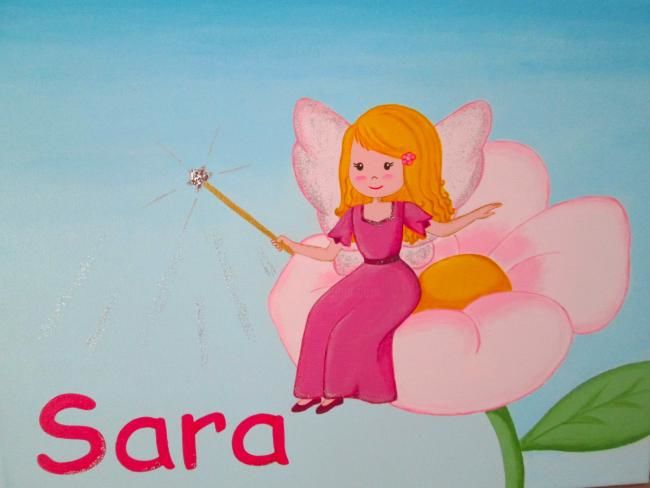 Painting titled "Flower Fairy with P…" by Olga Santos, Original Artwork