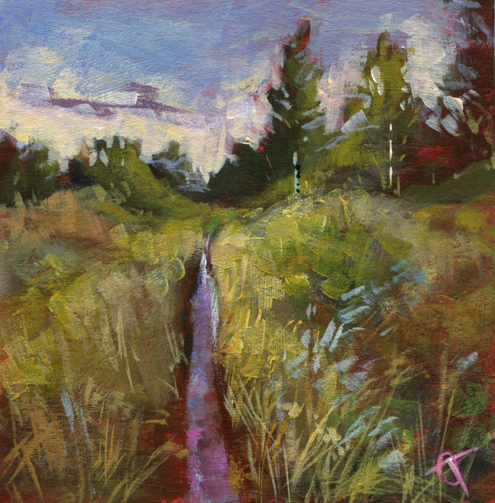 Картина под названием "Meadow trail" - Olga Tarakanova, Подлинное произведение искусства, Акрил