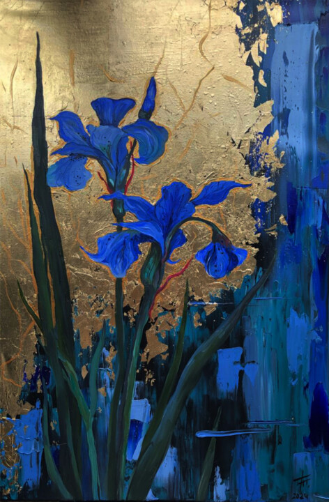 绘画 标题为“Iris” 由Olha Bozhko, 原创艺术品, 油 安装在木质担架架上