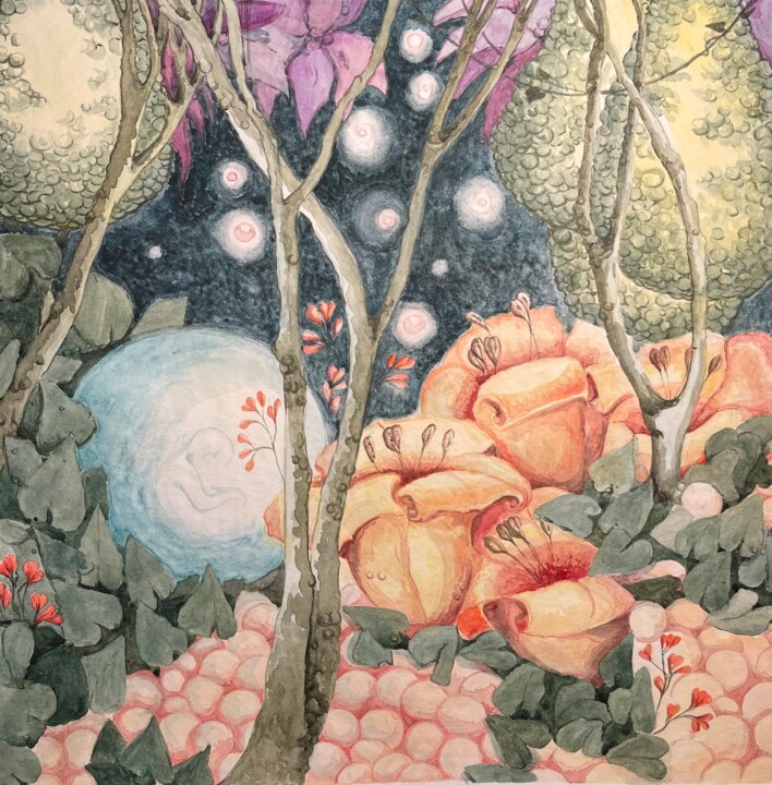 Painting titled "Magical forest 8" by Olha Chumak, Original Artwork, Watercolor