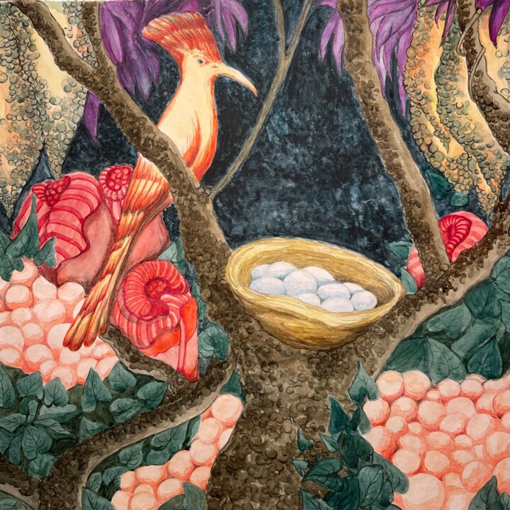 Malerei mit dem Titel "Magical forest 11" von Olha Chumak, Original-Kunstwerk, Aquarell
