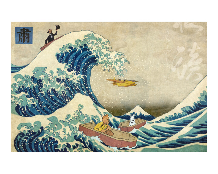 Digitale Kunst getiteld "Hokusai - far from…" door Oli Romanelli (Olir), Origineel Kunstwerk, Foto Montage