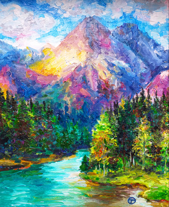 Painting titled "Canada" by Olia Tomkova, Original Artwork, Oil