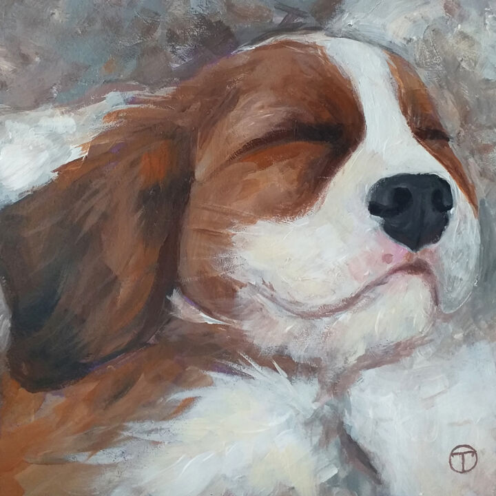 Peinture intitulée "Puppy" par Olia Tomkova, Œuvre d'art originale, Acrylique