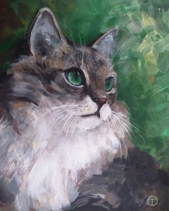 Painting titled "Kitty 2" by Olia Tomkova, Original Artwork, Acrylic