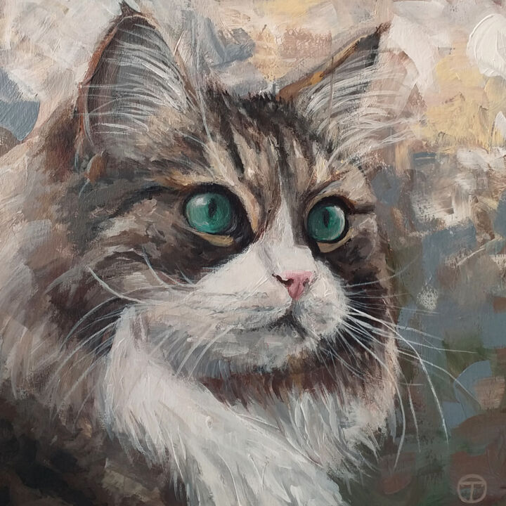 Pittura intitolato "Kitty 3" da Olia Tomkova, Opera d'arte originale, Acrilico