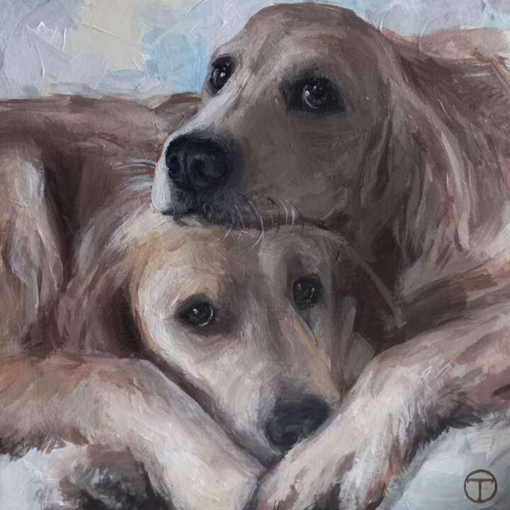 Pintura intitulada "Labradors 2" por Olia Tomkova, Obras de arte originais, Acrílico