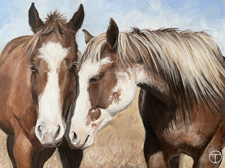 Картина под названием "Horses 6" - Olia Tomkova, Подлинное произведение искусства, Акрил