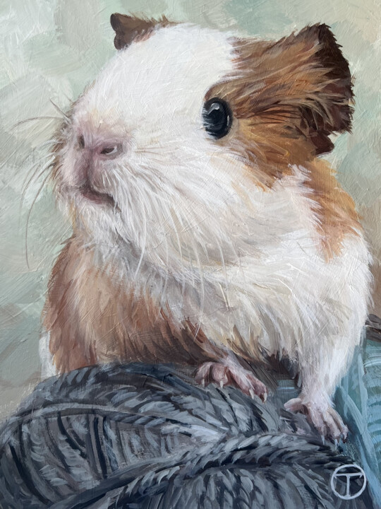 Painting titled "Guinea pig" by Olia Tomkova, Original Artwork, Acrylic