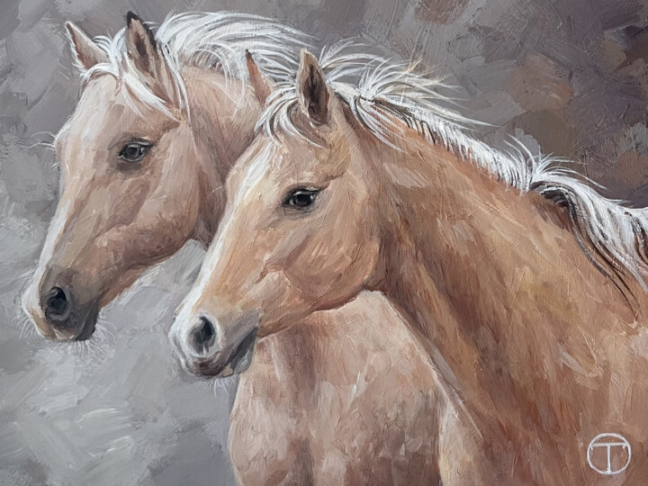 Malarstwo zatytułowany „Horses #8” autorstwa Olia Tomkova, Oryginalna praca, Akryl