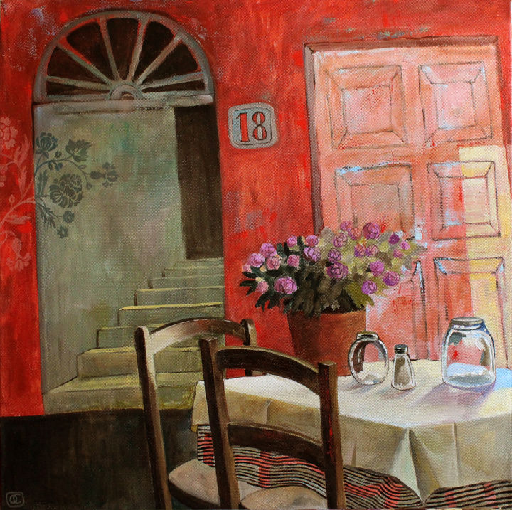 Картина под названием "Evening in Florence" - Olga Sushkova, Подлинное произведение искусства, Масло