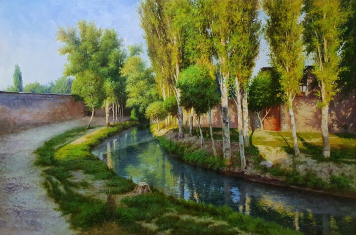 Pittura intitolato "Старый город (Ташке…" da Olim Mukhammadali, Opera d'arte originale, Olio