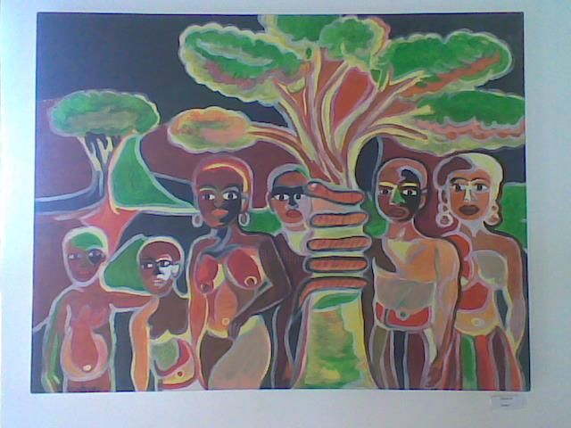 Pittura intitolato "Mulheres Moçambican…" da Olinda Gil, Opera d'arte originale