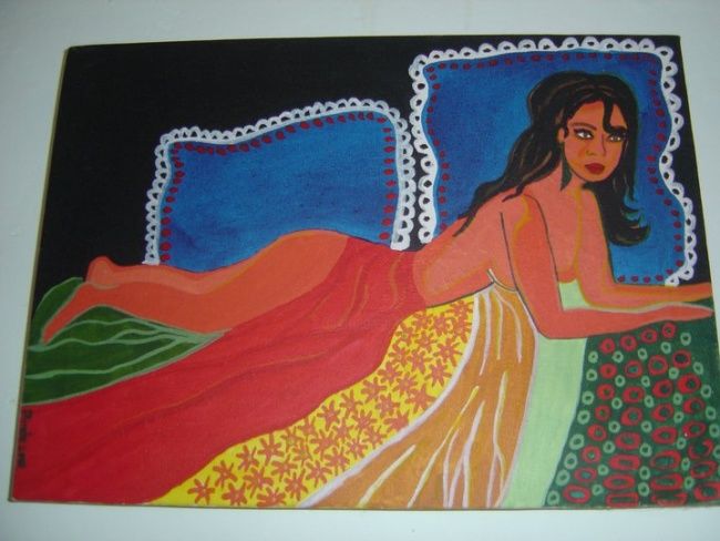 Painting titled "Morena" by Olinda Gil, Original Artwork