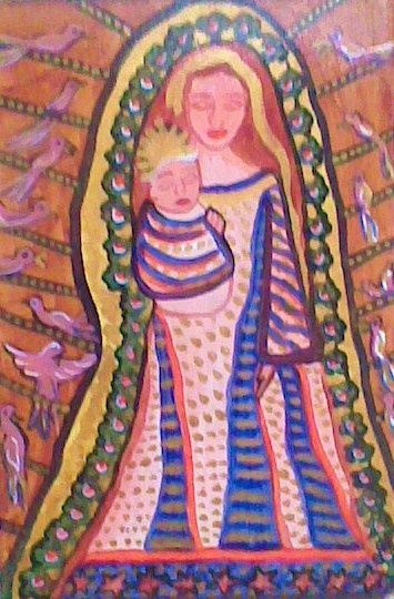 Pittura intitolato "Maria Imaculada e s…" da Olinda Gil, Opera d'arte originale