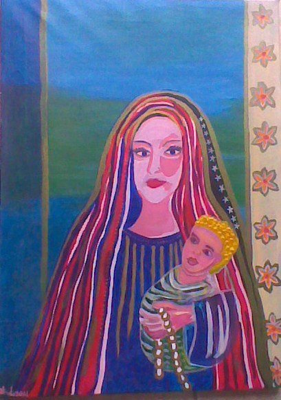 Pintura intitulada "Senhora das Amoreir…" por Olinda Gil, Obras de arte originais