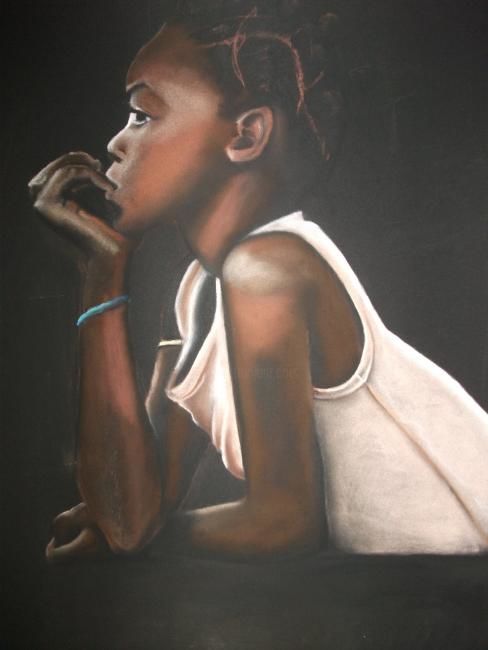 Drawing titled "Girl with a blue br…" by Olayinka Taylor-Lewis, Original Artwork