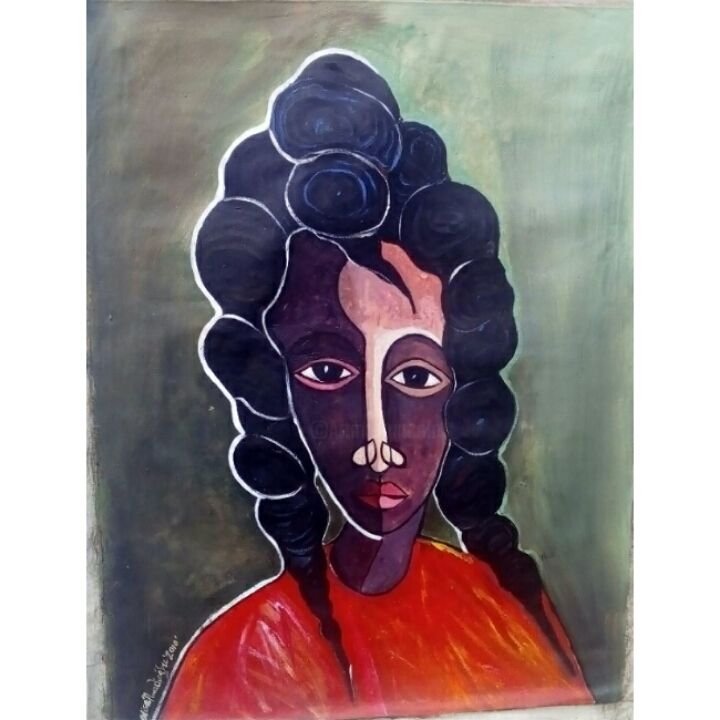 Painting titled "Long Hair" by Olisa Nwadiogbu, Original Artwork, Acrylic