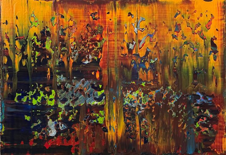 Картина под названием "Golden autumn" - Olita Art, Подлинное произведение искусства, Акрил Установлен на Деревянная рама для…
