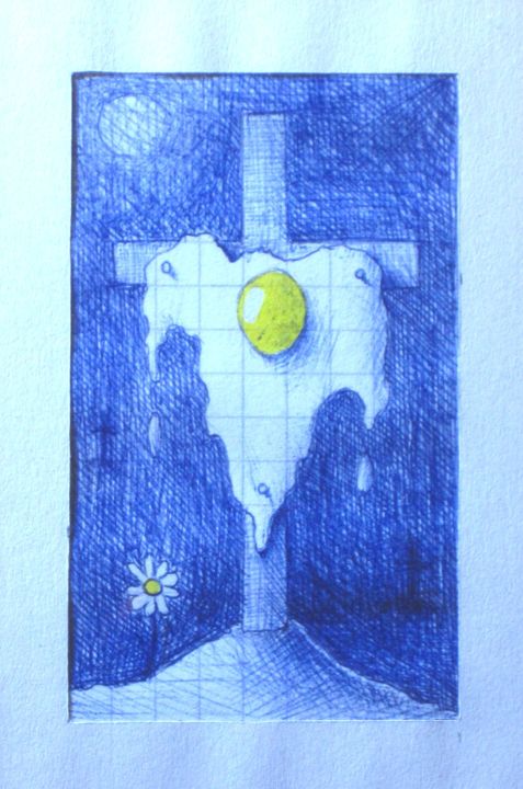 Dessin intitulée "crucifix" par Oliv, Œuvre d'art originale, Autre