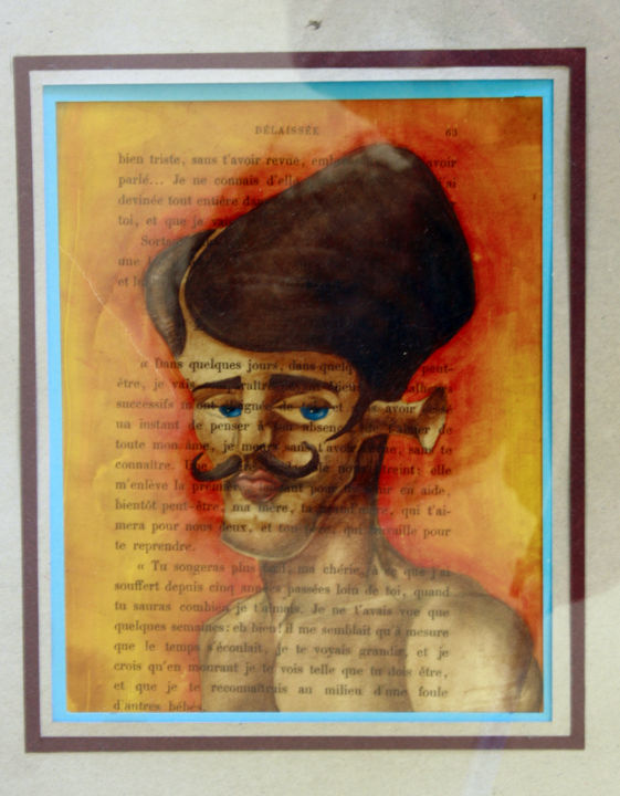 Peinture intitulée "moustache" par Oliv, Œuvre d'art originale, Huile
