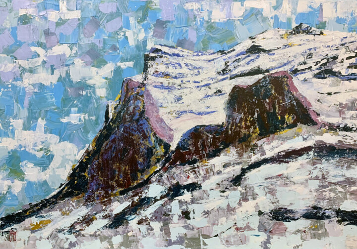 Painting titled "The Eiger North Face" by Oliver Staeuber, Original Artwork, Acrylic