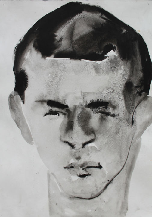 Drawing titled "nemanja" by Olivera Simic, Original Art, Ink