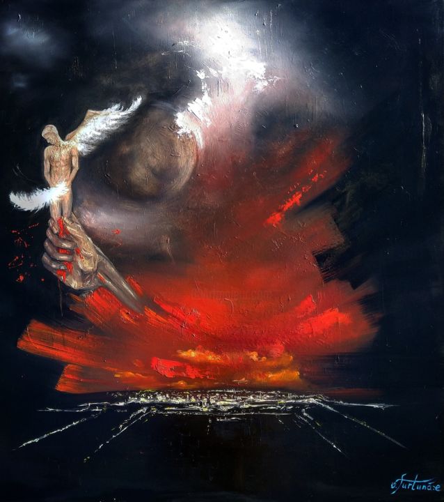 Painting titled "Sin City" by Olivia Efremov, Original Art, Oil