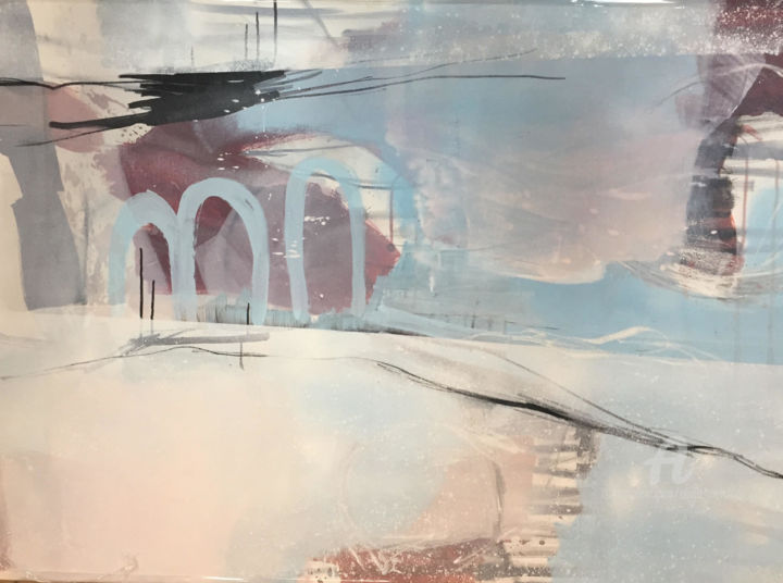 Schilderij getiteld "Pont" door Olivia Melchior, Origineel Kunstwerk