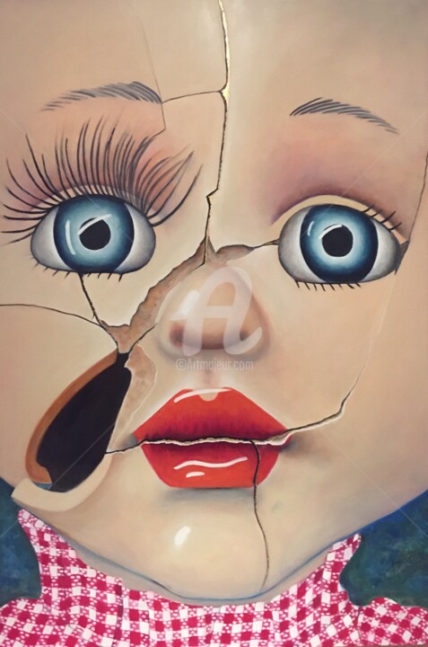 Peinture intitulée "Doll 4" par Olivia Moélo, Œuvre d'art originale, Huile Monté sur Châssis en bois