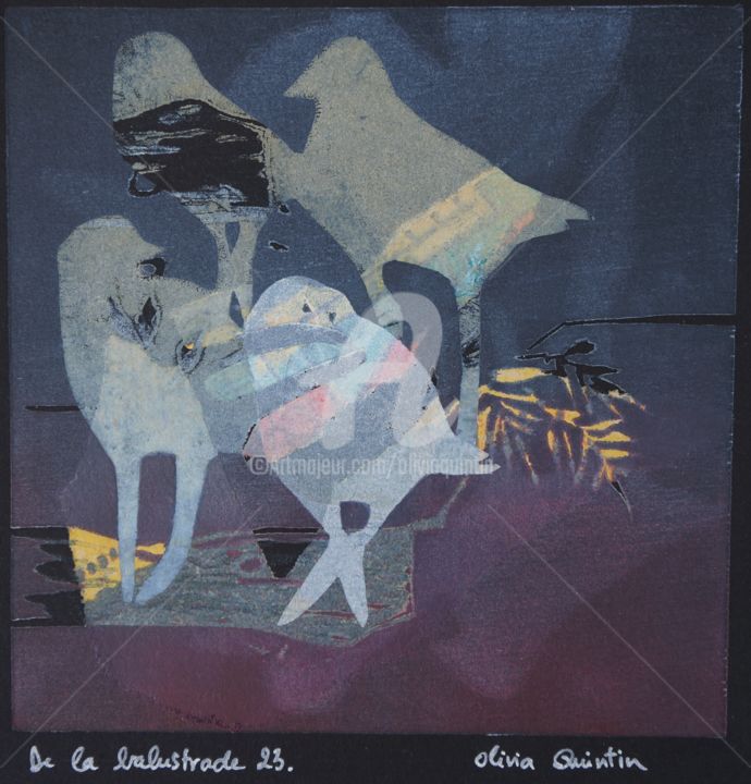 Gravures & estampes intitulée "De la balustrade 23" par Olivia Quintin, Œuvre d'art originale, Gravure