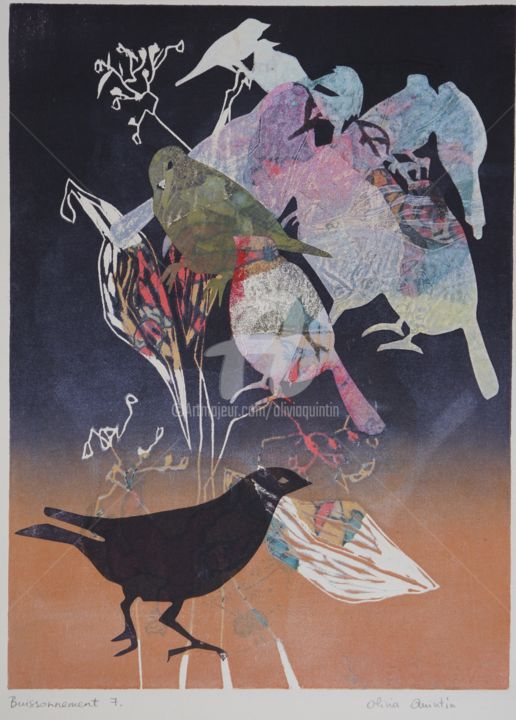 Gravures & estampes intitulée "Buissonnement 7" par Olivia Quintin, Œuvre d'art originale, Gravure