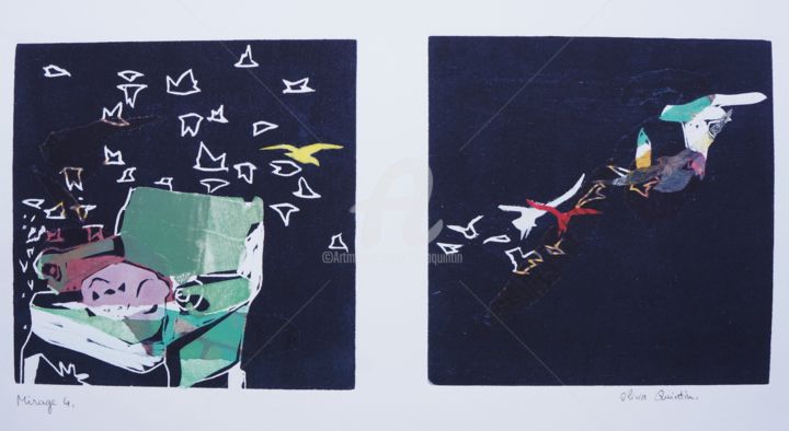 Εκτυπώσεις & Χαρακτικά με τίτλο "Mirage 4" από Olivia Quintin, Αυθεντικά έργα τέχνης, Χαρακτική