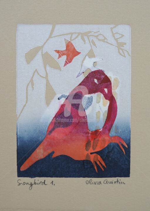 Gravures & estampes intitulée "Songbird 1" par Olivia Quintin, Œuvre d'art originale, Gravure