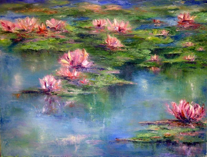 Pintura titulada "2014 Water Lilies.j…" por Olivia Watney, Obra de arte original, Oleo