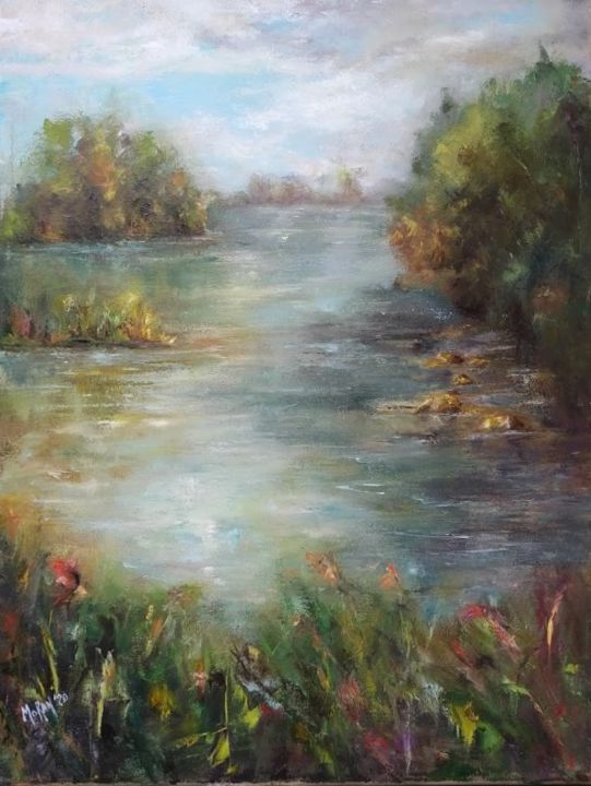 Pintura titulada "River" por Olivia Watney, Obra de arte original, Oleo