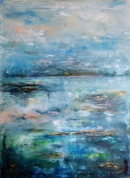 Pintura titulada "BLUE SEA" por Olivia Watney, Obra de arte original, Oleo