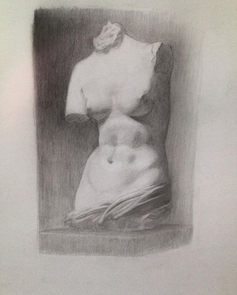 Dessin intitulée "Sculpture nu féminin" par Olivier Antoniak, Œuvre d'art originale, Crayon