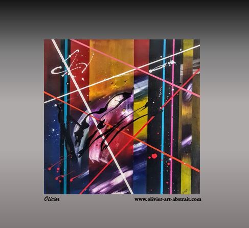 Ζωγραφική με τίτλο "color-line" από Olivier Art Abstrait, Αυθεντικά έργα τέχνης, Ακρυλικό Τοποθετήθηκε στο Ξύλινο φορείο σκε…