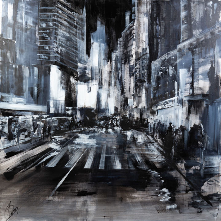 Painting titled "New York - Urbain "…" by Olivier Bonnelarge, Original Artwork, Acrylic Mounted on Wood Stretcher frame