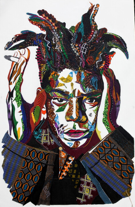 Collages intitulée "Jean Michel Basquiat" par Olivier Bouvard, Œuvre d'art originale, Collages