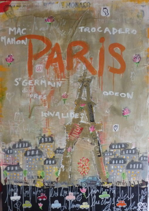 Peinture intitulée "paris-capitale-0-80…" par Olivier Brunet, Œuvre d'art originale, Acrylique