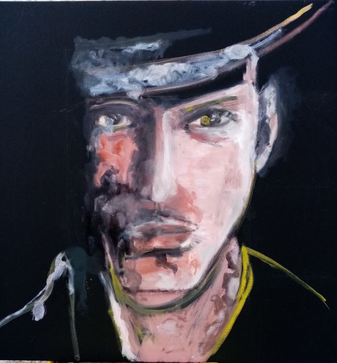 Painting titled "John Galliano" by Olivier Charlet De Sauvage, Original Artwork, Oil Mounted on Wood Stretcher frame