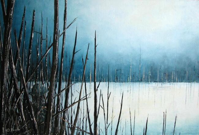 Peinture intitulée "le lac" par Olivier Dazelle, Œuvre d'art originale
