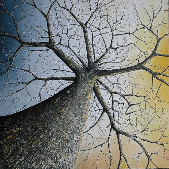 Peinture intitulée "Le grand chêne" par Olivier Dazelle, Œuvre d'art originale, Huile