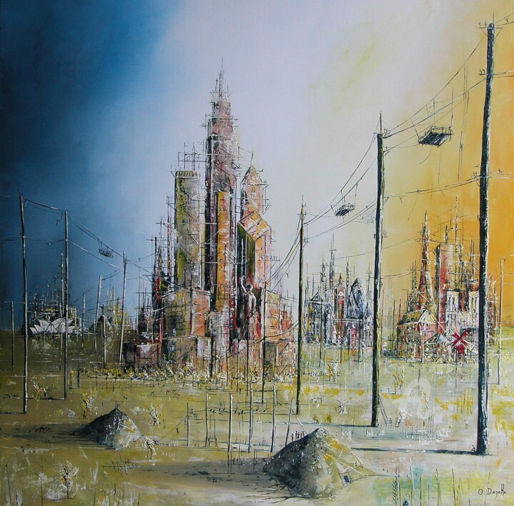 Pintura titulada "de ville en ville" por Olivier Dazelle, Obra de arte original