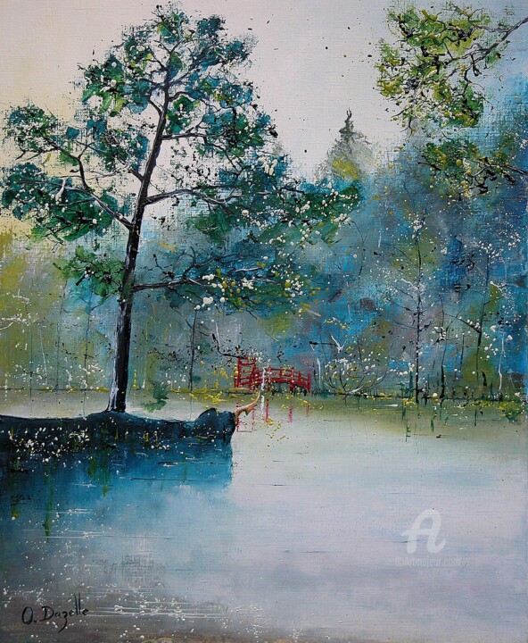 Painting titled "parc-3" by Olivier Dazelle, Original Artwork, Oil