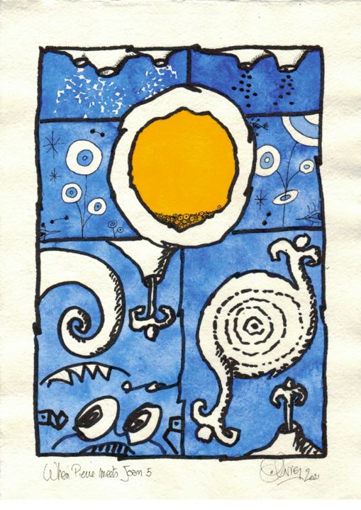 Drawing titled "When Pierre meets J…" by Olivier, Original Art, Watercolor